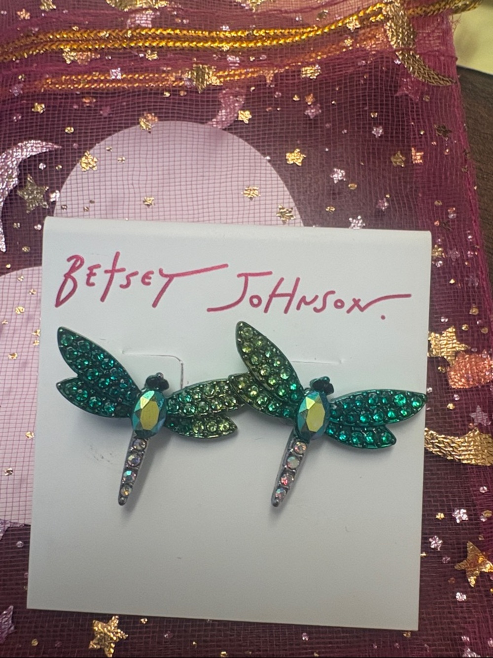 Betsey Johnson Garden Glam Dragonfly Earrings NWT